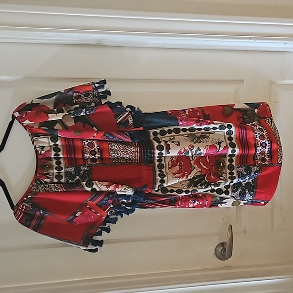 Anthropologie Vanessa Virginia Persian Rose Tassel Dress Size Medium - Picture 6 of 8